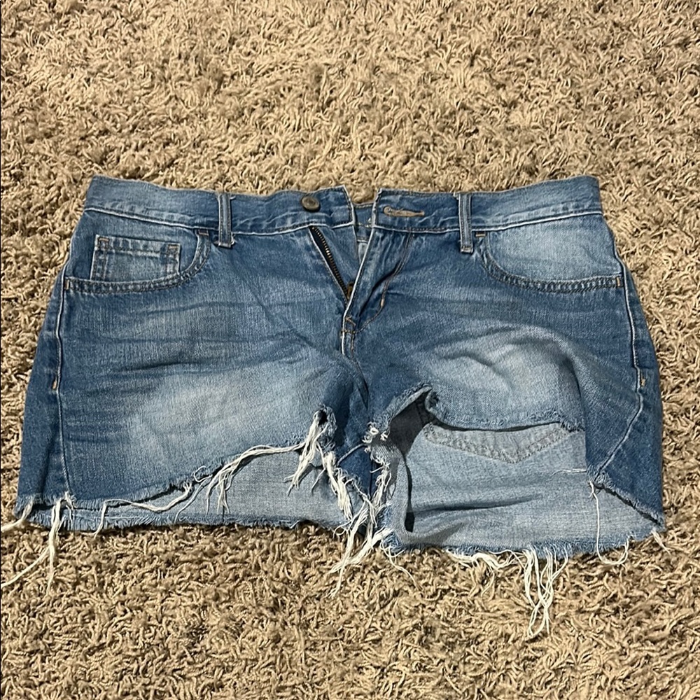 Old Navy Blue Jean Shorts Distressed Raw-Edge